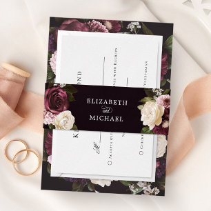 Bandeau De Faire-part Moody foncé Floral Mariage romantique