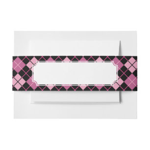 Bandeau De Faire-part Motif à motifs de losanges dans le noir et le ros