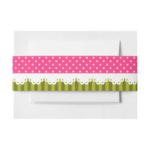 Bandeau De Faire-part Motif à rayures vertes rose mignonne