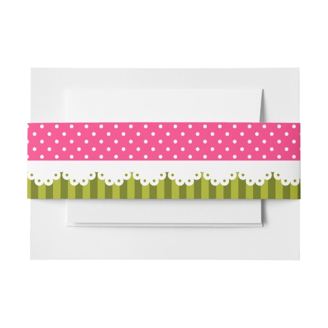 Bandeau De Faire-part Motif à rayures vertes rose mignonne (Devant Example)