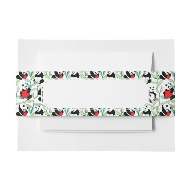 Bandeau De Faire-part motif avec de beaux pandas avec des coeurs (Devant Example)