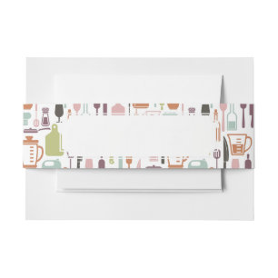 Bandeau De Faire-part Motif avec les icônes colorées de cuisine
