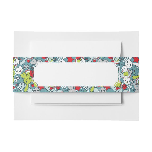 Bandeau De Faire-part motif bleu de kawaii (Devant Example)