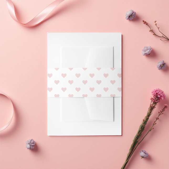 Bandeau De Faire-part Motif de coeur (Blush Heart Pattern Invitation Belly Band)