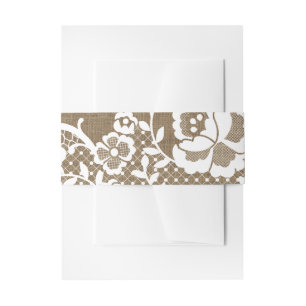 Bandeau De Faire-part Motif de dentelle blanche et feutrée au-dessus du 