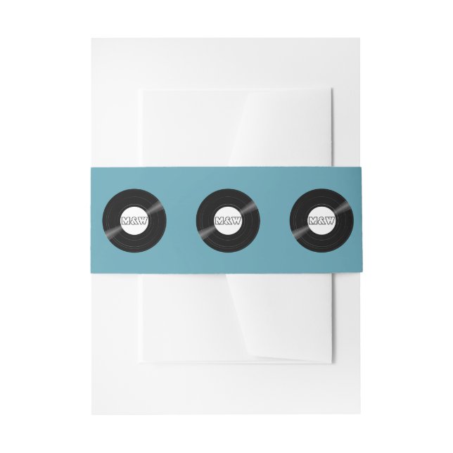 Bandeau De Faire-part Motif de disques vinyle avec couleur modifiable Mo (Devant example)