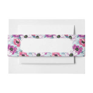 Bandeau De Faire-part Motif de fleurs de couleur d'élégance sur le bleu