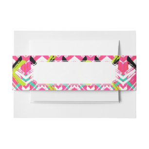 Bandeau De Faire-part Motif de zigzag rose tiré par la main