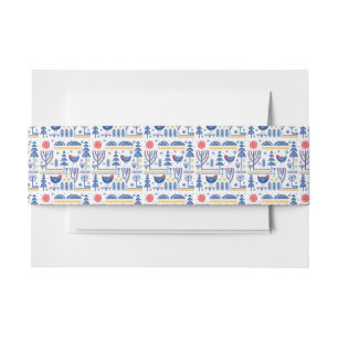 Bandeau De Faire-part Motif d'oiseau d'hiver d'art populaire