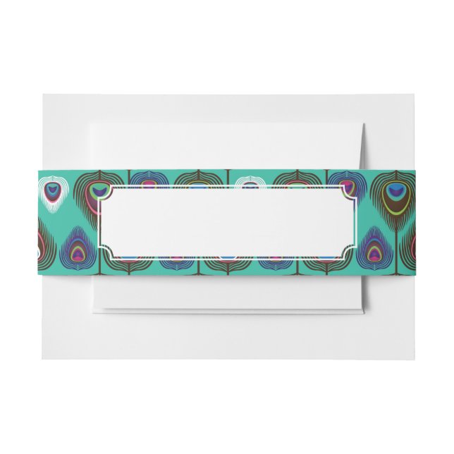 Bandeau De Faire-part motif mignon de plume de paon (Devant Example)