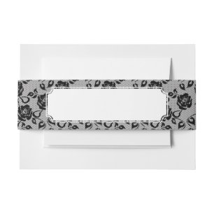 Bandeau De Faire-part Motif noir de dentelle sur l'arrière - plan blanc