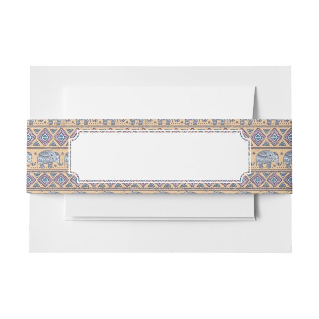 Bandeau De Faire-part Motif tribal d'éléphant ethnique bleu (Devant Example)