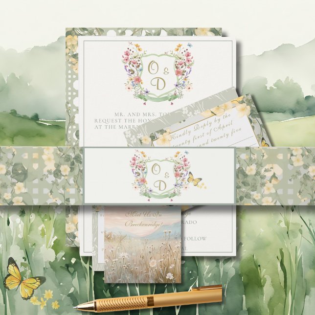 Bandeau De Faire-part Mountain Wildflower Garden Invitation Belly Band (Créateur téléchargé)