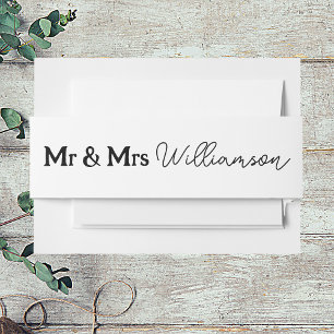 Bandeau De Faire-part Mr & Mrs Elegant Script Invitation Belly Band