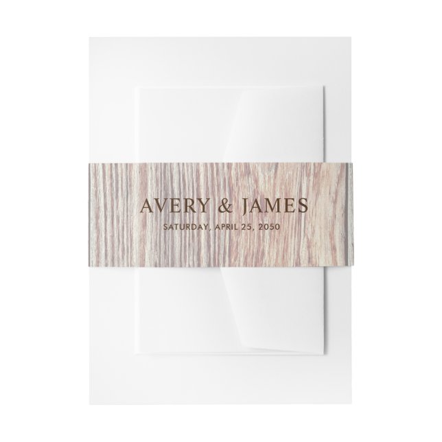 Bandeau De Faire-part Natural Wood Grain Boho Wedding Belly Band (Devant example)