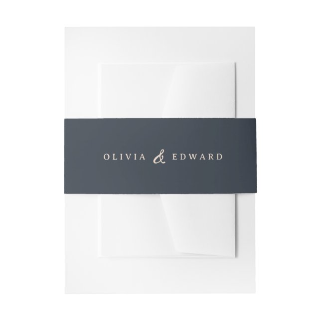 Bandeau De Faire-part Navy blue and cream Invitation Belly Band (Devant example)