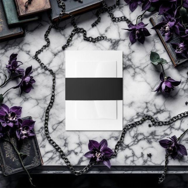 Bandeau De Faire-part Noir uni (Solid Black Invitation Belly Band)