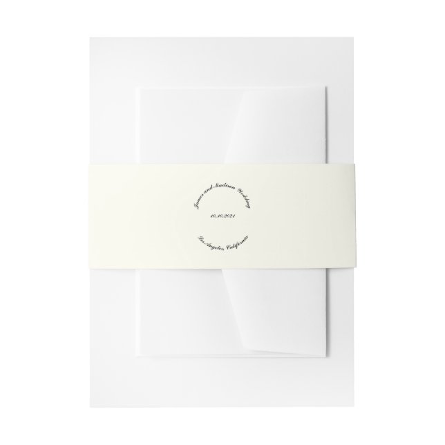 Bandeau De Faire-part Nom de la Personnaliser, date mariage d'ivoire noi (Devant example)