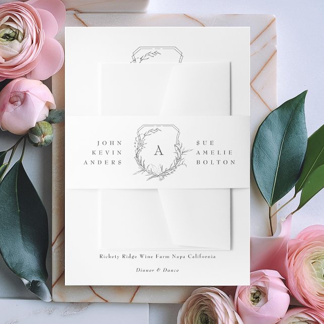 Bandeau De Faire-part nom floral botanique classique & crête monographiq (Créateur téléchargé)