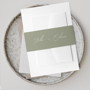 Bandeau De Faire-part Noms de mariage à l'écriture élégante Vert Sauge