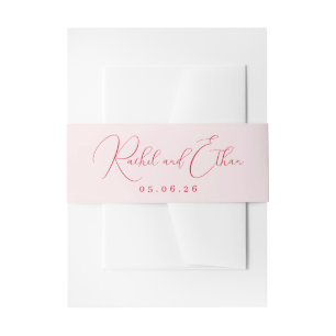 Bandeau De Faire-part Noms élégants en cursive rose