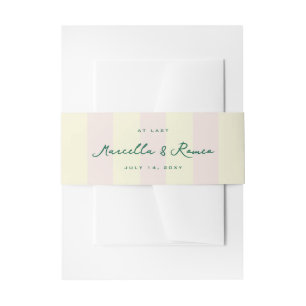 Bandeau De Faire-part Noms et date à rayures verticales rose et jaune