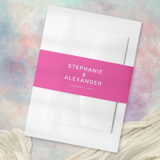 Bandeau De Faire-part Noms Hot Rose moderne Mariage date (Créateur téléchargé)