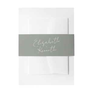 Bandeau De Faire-part Noms personnalisés modernes Sage Vert Mariage blan