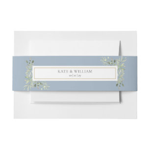 Bandeau De Faire-part Noms personnalisés Verdure Dusty Blue Mariage