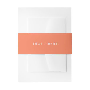 Bandeau De Faire-part Noms simples minimes modernes Peach Orange Mariage