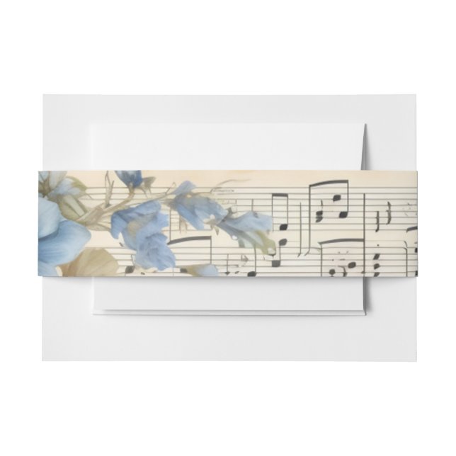 Bandeau De Faire-part Notes de musique guitare Fleurs (Devant Example)