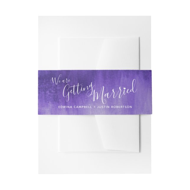 Bandeau De Faire-part Nous nous marions violet abstrait mariage d'art (Devant example)