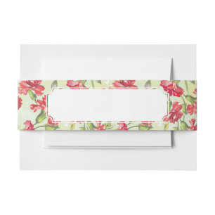Bandeau De Faire-part Oeillets rouges sur le vert avec des papillons