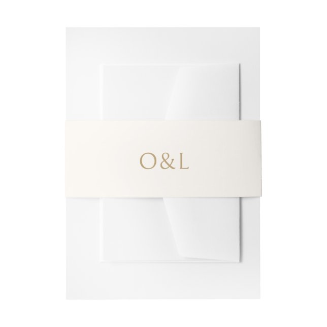 Bandeau De Faire-part Olga Ivory et Gold Mariage moderne (Devant example)
