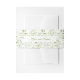 Bandeau De Faire-part Olive Green et White Damask Invitation Bande de ve