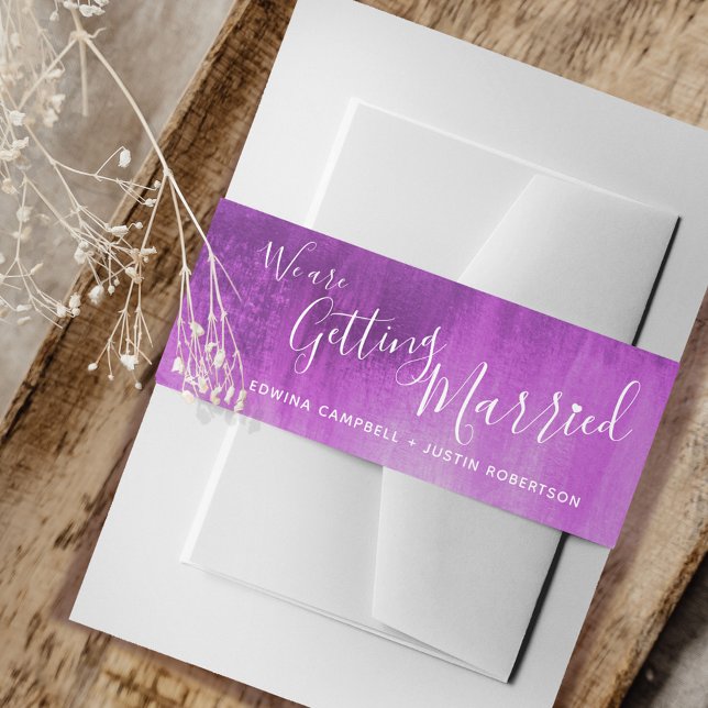 Bandeau De Faire-part On se marie mauve mariage de l'art abstrait (Créateur téléchargé)