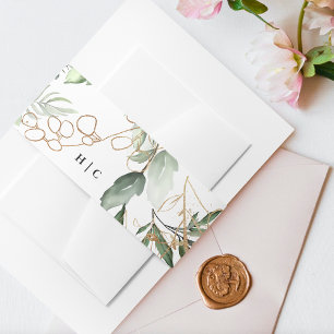 Bandeau De Faire-part Or Botanique Eucalyptus Élégant Verdure Moss