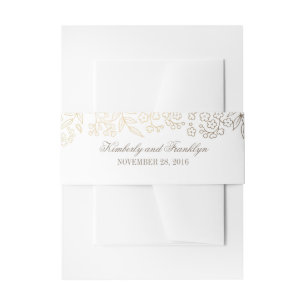 Bandeau De Faire-part Or et mariage vintage floral blanc