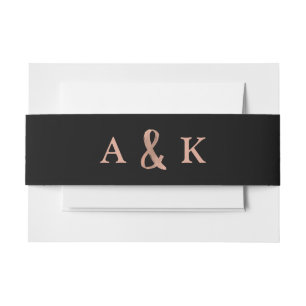 Bandeau De Faire-part Or rose moderne du souhait   et mariage noir de