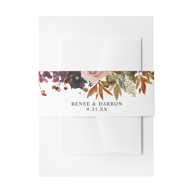 Bandeau De Faire-part Or rustique, violet et floral rose (Devant example)