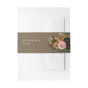Bandeau De Faire-part Or rustique, violet et rose pâle Floral 4 v2 Taupe