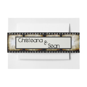 Bandeau De Faire-part Or vintage et aquarelle noire de bande de film
