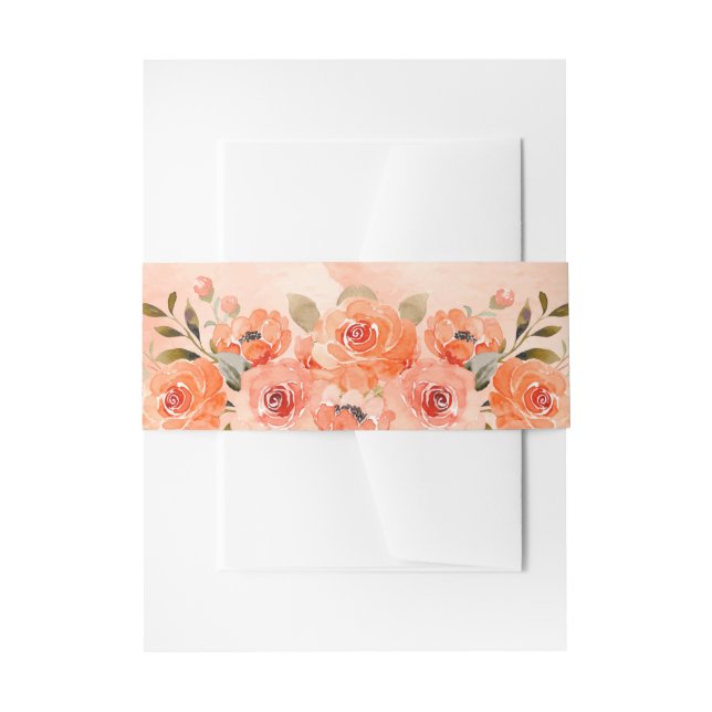 Bandeau De Faire-part Orange Fleurs Invitation Bande Belly (Devant example)