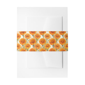 Bandeau De Faire-part Orange marigold flowers pattern