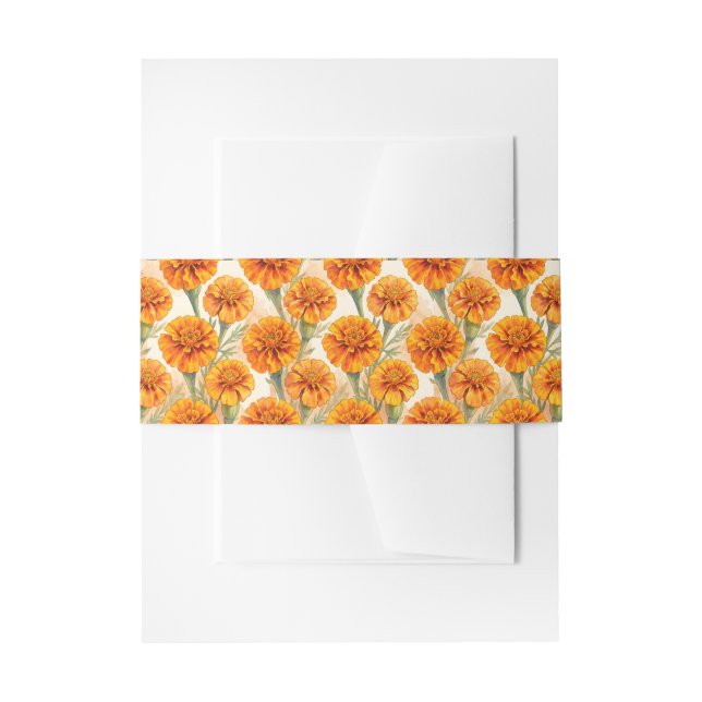 Bandeau De Faire-part Orange marigold flowers pattern (Devant example)