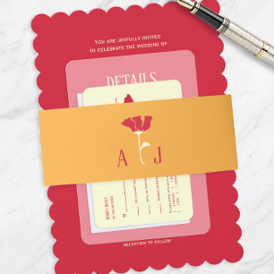 Bandeau De Faire-part Orange Moderne Faire-part de mariage Fleur