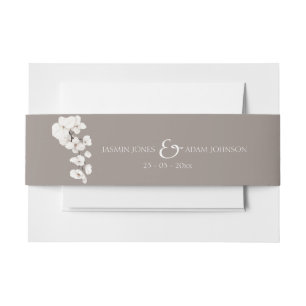 Bandeau De Faire-part Orchidée blanche grise Mariage élégant