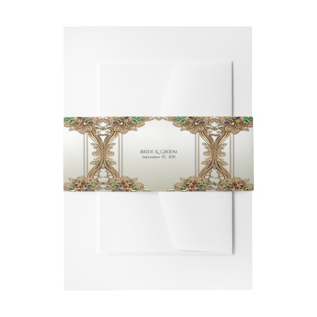Bandeau De Faire-part Ornat Or Élégant (Devant example)