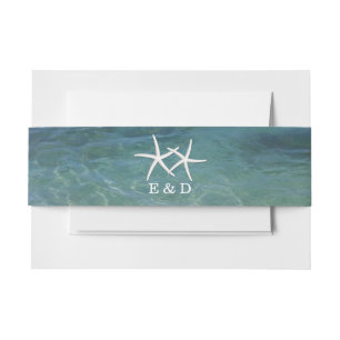 Bandeau De Faire-part Paires élégantes de thème de plage d'étoiles de