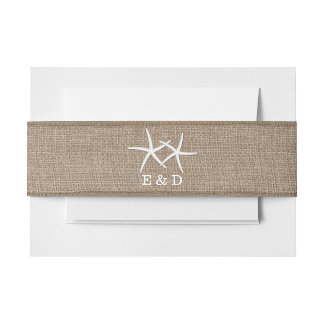 Bandeau De Faire-part Paires rustiques de mariage de toile de jute (Devant Example)